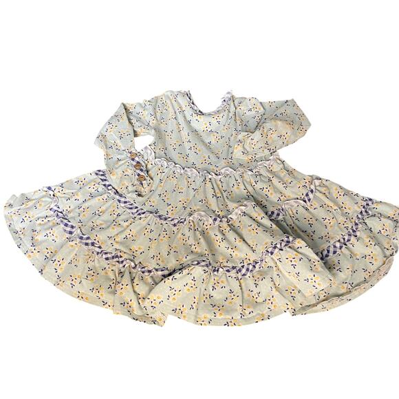 Shrimp & Grits Kids light green floral tiered long sleeve dress SIZE XS - Picture 4 of 4